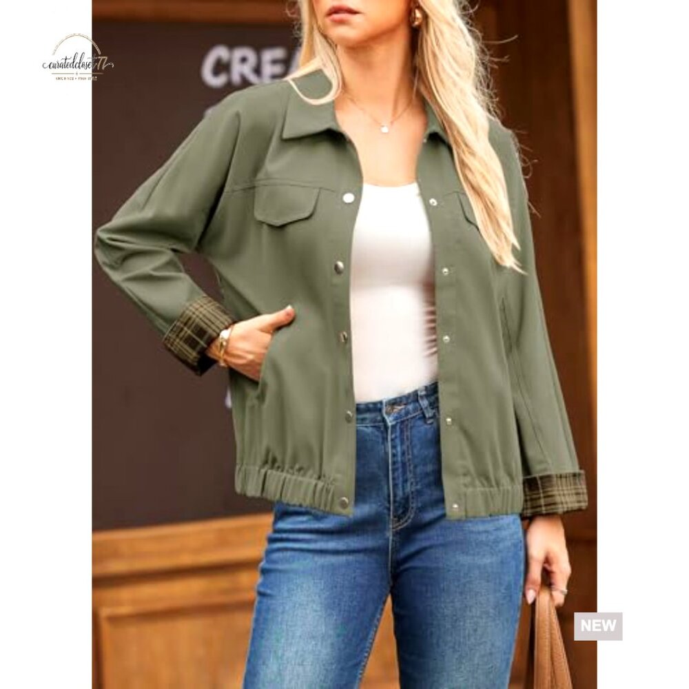 Oversized Snap Button Jacket Lightweight Polyeste… - image 4